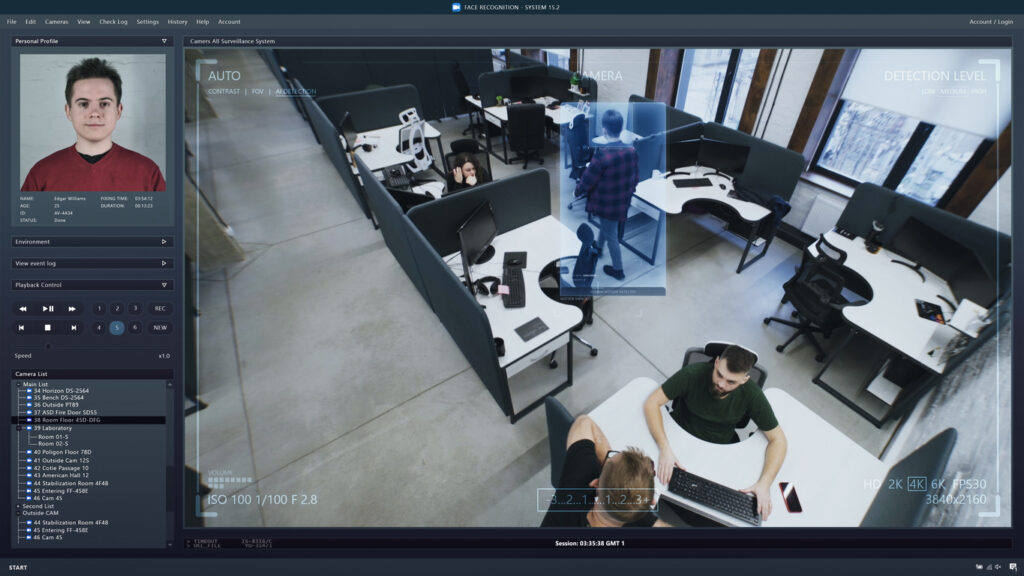 Security camera with face scanning in office